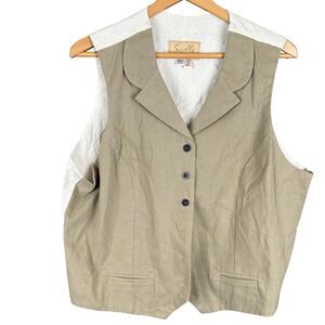 Scully Mens Western Vest Tan Paisley Back Cotton Button Up Made in USA XL RW531
